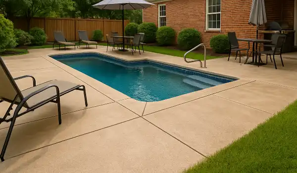 a concrete swimming pool deck from Concrete Contractor Hutto in Hutto, TX - Concrete Walkways