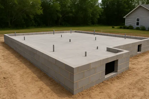 a finished concrete foundation for a new house from Concrete Contractor Hutto in Hutto, TX - Concrete Walkways