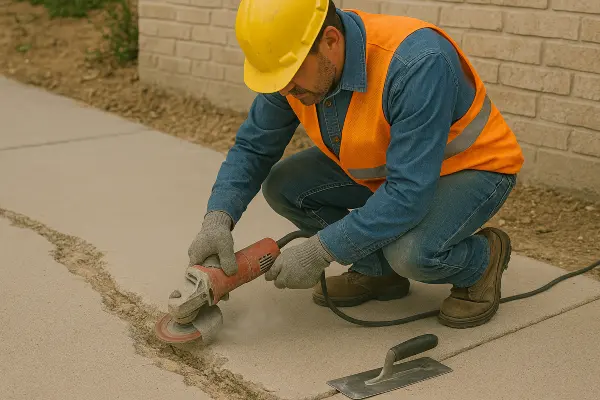 a male worker repairing a sidewalk from Concrete Contractor Hutto in Georgetown, TX - Georgetown TX a male worker repairing a sidewalk from Concrete Contractor Hutto in Georgetown, TX - Georgetown TX