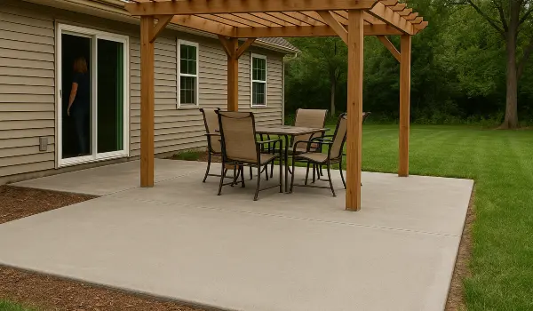 a concrete patio with a pergola from Concrete Contractor Hutto in Pflugerville, TX - Pflugerville TX