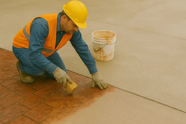 a male worker working on a stamped concrete project from Concrete Contractor Hutto in Pflugerville, TX - Pflugerville TX