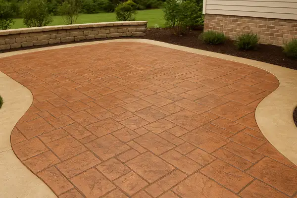 a finished brand new stamped concrete patio from Concrete Contractor Hutto in Pflugerville, TX - Pflugerville TX