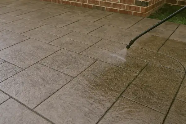 a stamped concrete patio being finished from Concrete Contractor Hutto in Round Rock, TX - Round Rock TX