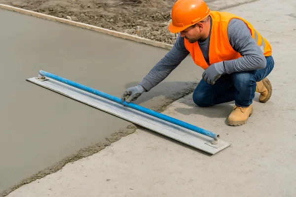 a male worker smoothing a fresh concrete slab from Concrete Contractor Hutto in Hutto, TX - Sidewalk Replacement